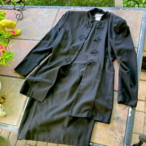 Black Skirt Suit with Long Jacket